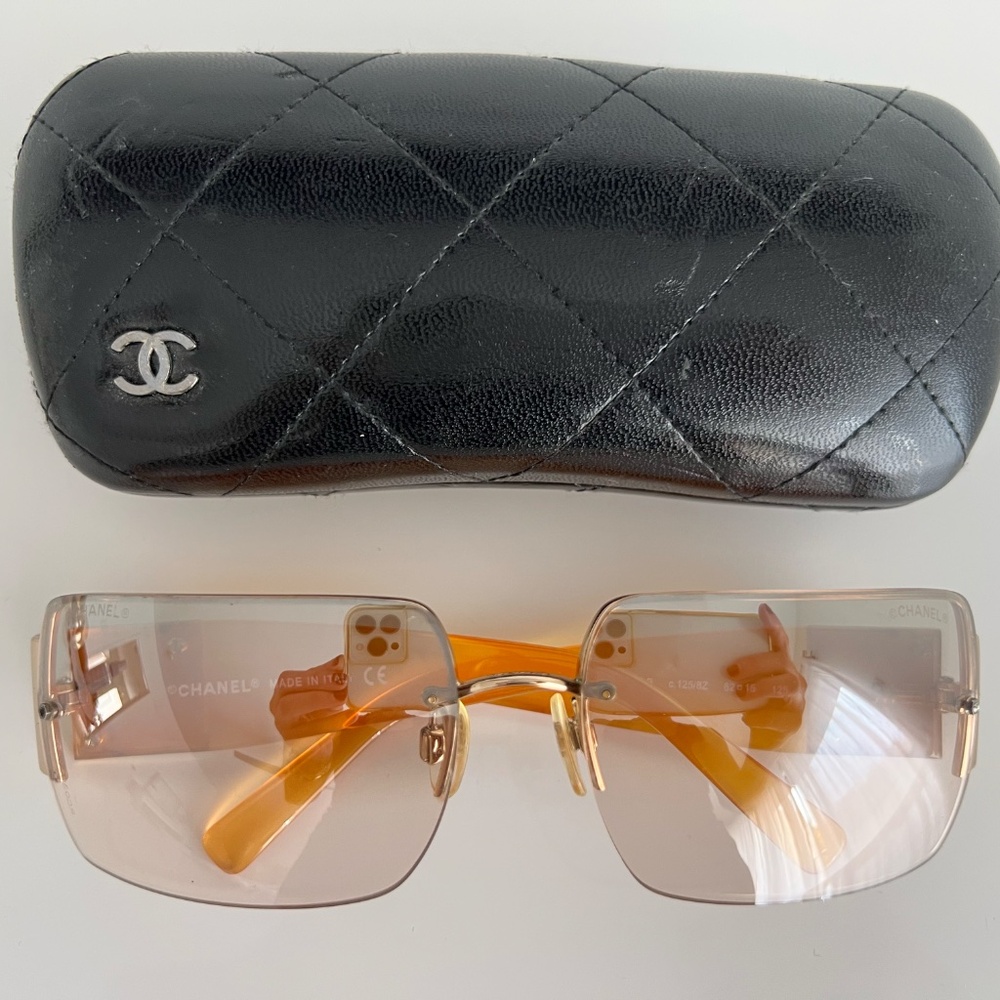 Chanel Crystal Logo Sunglasses Orange Acetate